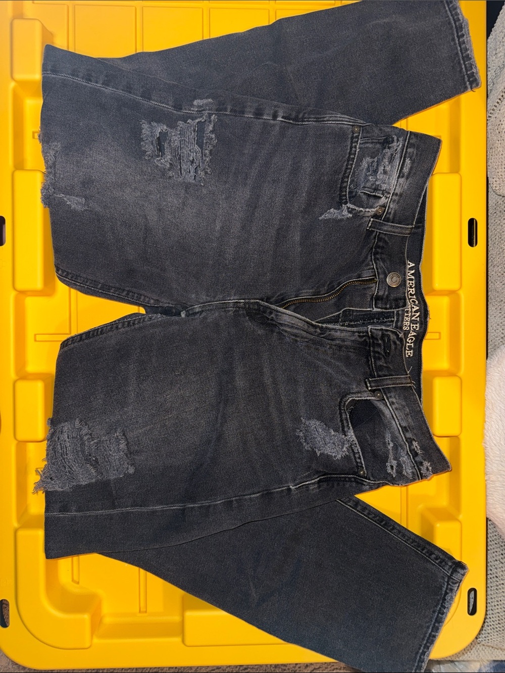 American Eagle Outfitters Black Distressed Mom Jeans